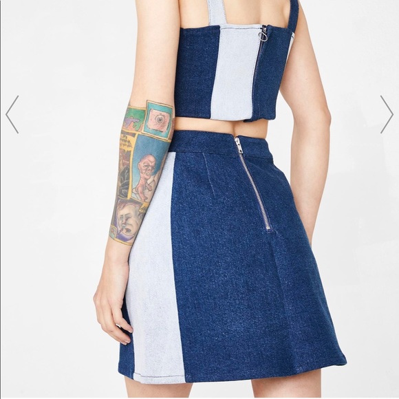 Lazy Oaf Double Denim Heart Skirt - Picture 2 of 5